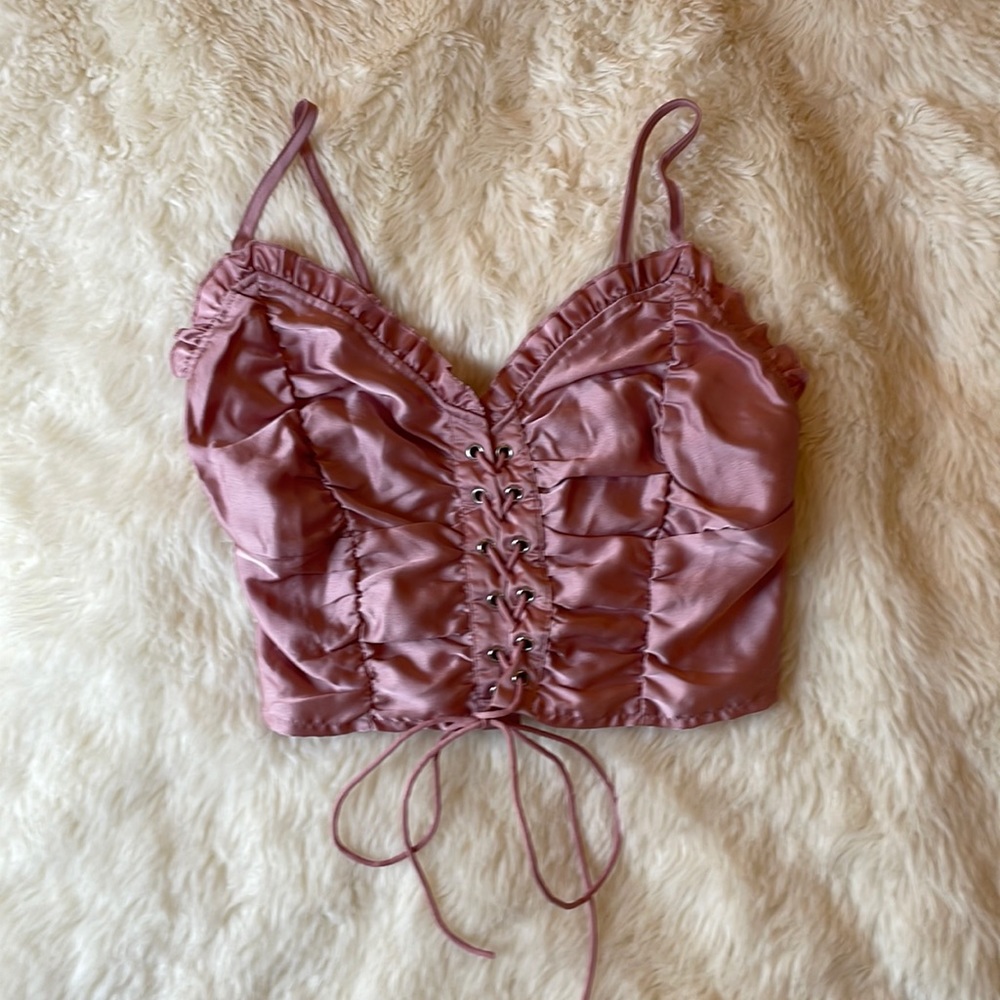 Pink SHEIN silk crop tank size medium